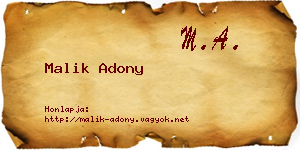 Malik Adony névjegykártya